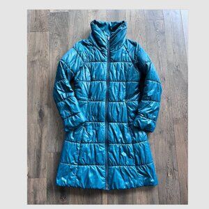Patagonia Lidia Parka Size XS Teal Long Puffer Jacket Outdoor Winter Insulated